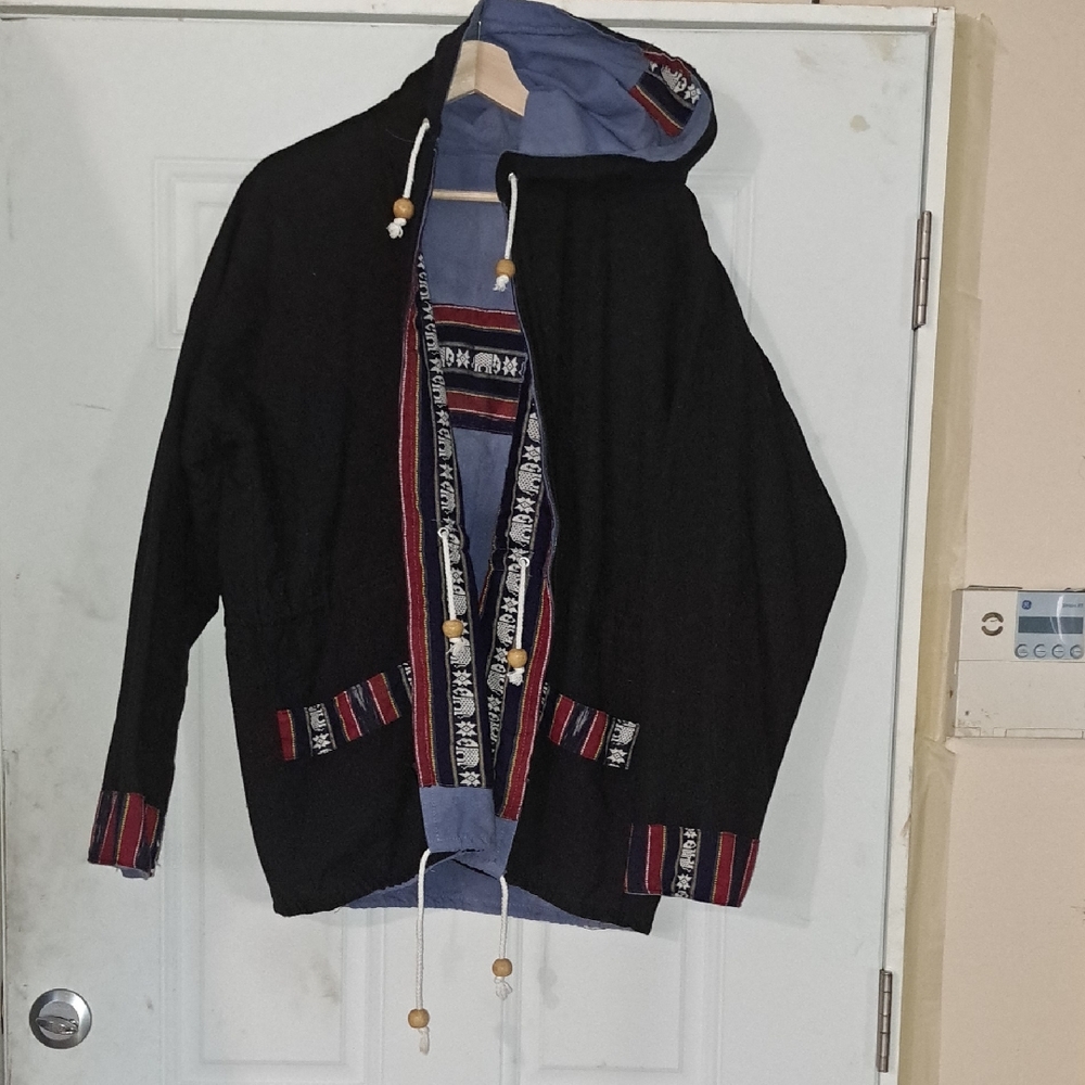 Black and Red Hooded Men's Sweater